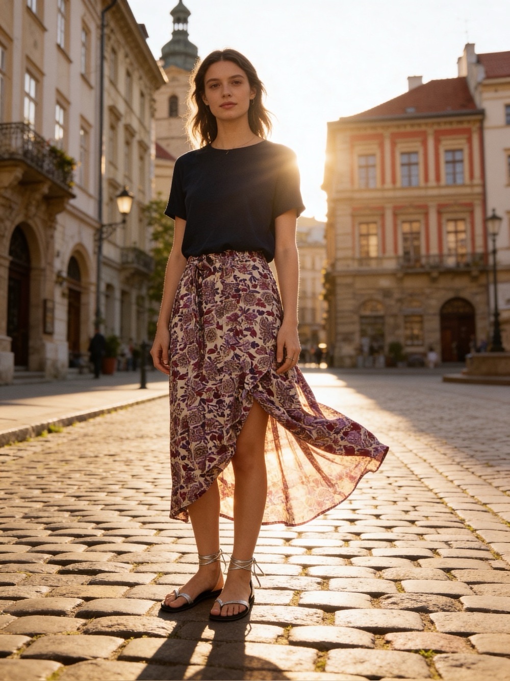 ba&sh Floral Wrap Midi Skirt